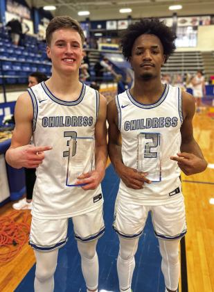 Childress’ Aiden Allen and Lamont Nickleberry earn regional awards at the Regional Final Championship Saturday, March 4. Allen was selected Boys Regional Basketball Tournament Most Valuable Player, while Nickleberry was selected to the Boys Regional Basketball Tournament All-Tournament Team. Courtesy Photo