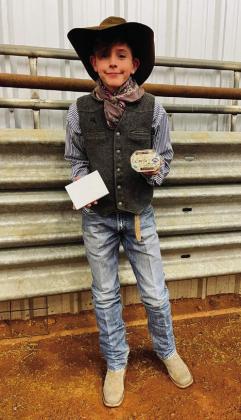 Wade Brown, of Wheeler, is the Childress County Old Settlers Rodeo steer riding champion.