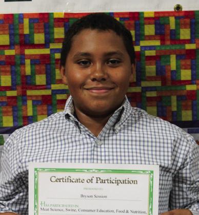 Bryson Session participated in Citizenship, Consumer Education, Fisheries, Food and Nutrition, Livestock Judging and Swine and was Elementary Club Reporter.
