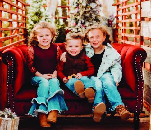 Brynlee Nell, 6, John Elbert, 2, and Briley Chae, 8, are the children of LJ and Becca Holton, of Wellington, and grandchildren of Richard and Jackie Johnson and Johnny and Karen Holton, all of Wellington, and Lynn Holton, of Frisco.