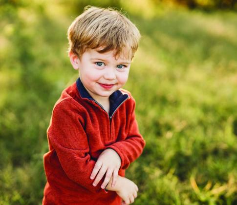 Barrett Clay, 3, is the son of Jacob and Alisha Weatherly, of Wellington, grandson of David and Jeannie Rogers, of Tulia, and Quincy and Cindy Weatherly, of Wellington, and great-grandson of the late Joann Blunkall, of Paonia, Colo., Delores and Mel Billington, of Lubbock, the late Bob Weatherly, of Wheeler, and the late Darrel Barham, of Freeport.