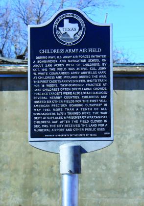 A Texas Historical Commission marker is unveiled at the Childress Army Airfield Friday, Jan. 17. The Red River Sun/Elizabeth Tanner