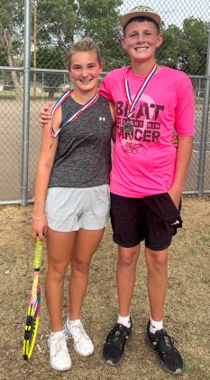 Ava Kate Inman, left, and Garrison Proffitt, second-place mixed doubles.