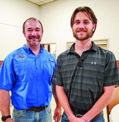 Boy Scouts of America Golden Spread Council Scourt Executive Brian Tobler and Adobe Wall Senior District Executive Colter Morrison, guests of Memphis Lion Orvilla Evans, encourage Scouts to get involved in Memphis during the Memphis Lions Club meeting Wednesday, May 22. Photos Courtesy of Memphis Lions Club