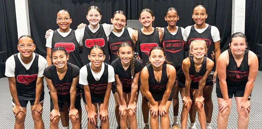 Bringing home a 7-0 record, the seventh-grade Wellington Lady Firecrackers continue to build their skills at the recent Elk City Team Camp. Front row, from left: Aubrey Coffee, Kesley Hamner, Aryen Garcia, Mariah Medina, Penelope Hernandez, Calleigh Henard, Dixie Thomas. Back row, from left: Aliyah Coffee, Kenlea Martin, Nyelli Santiago, Berkeley Ward, Jaedah Casas, Brilynn Coffee. COURTESY PHOTO