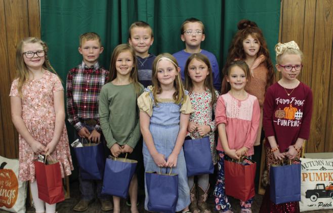 Clover Bud Participants Back row, from left: Kage Whitaker, Malcolm Brown, Simon Brown, Bella Blu Sanders. Front row, from left: Hannah Parker, Emma Keys, Iris Wyatt, Lilly Wyatt, Cayzlee Willis, Jaklyn McGee.