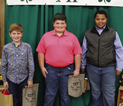 Junior Division – Side Dish From left: David Rister, first place; Jaxon Foley, fourth place; Blaze Session, second place. Not pictures: Miranda Henry, third place.
