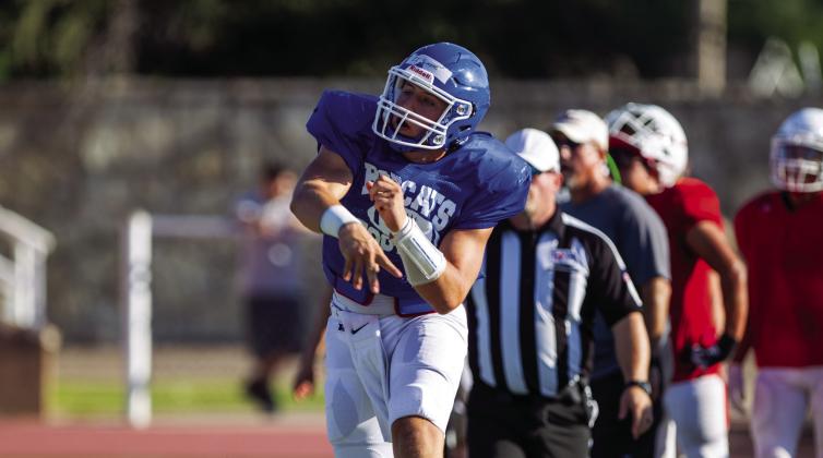 The Red River Sun/Nicole Dill The Childress Bobcats and Wellington Skyrockets scrimmage Friday, Aug. 5 at Fair Park Stadium in Childress, kicking off the 2022 season.