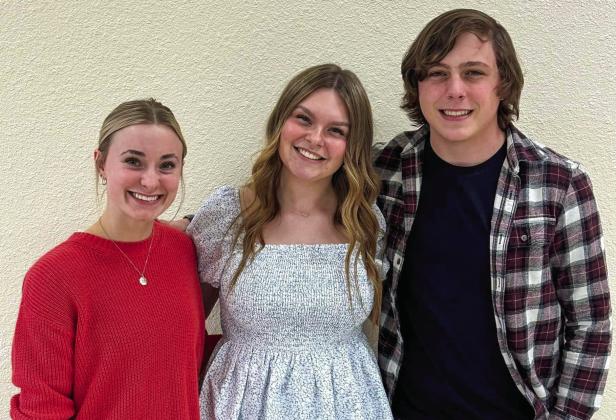 Childress Rotary Club welcomes the January and February Students of the Month, including Kate Taylor, Lauren Hightower and Ethan Orr, at the Thursday, Feb. 23 weekly luncheon. Photo Courtesy of Childress Rotary Club