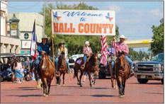 Riley Lindley, left, and Hayden Hadley lead the 88th Annual Hall County Picnic Parade Saturday, Sept. 16 in downtown Memphis. The Red River Sun/Elizabeth Tanner