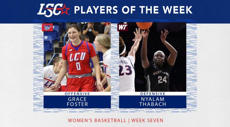 Childress’ Grace Foster leads Lubbock Christian University with a game-high 21 points, earning Lone Star Conference Offensive Player of the Week. Graphic Courtesy of Lone Star Conference