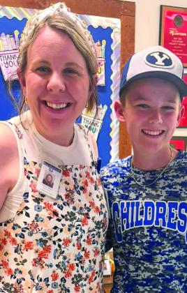 Move aside, Mrs. Blake—there’s a new principal in town! Childress Elementary School (CES) student Asher Keys plays “principal for a day”—a title he warranted for earning 300 Accelarated Reading points—taking over CES Principal Tracey Blake’s responsibilities, including making announcements, taking important phone calls, performing recess duty and, most importantly, making sure students had extra recess. Childress Elementary School