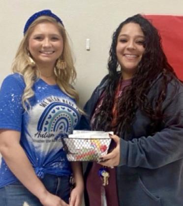 From left: Bailey Bradley, Childress Elementary School (CES) special education paraprofessional Tiffany Saucedo. Not pictured is CES special education teacher Berry Holman.