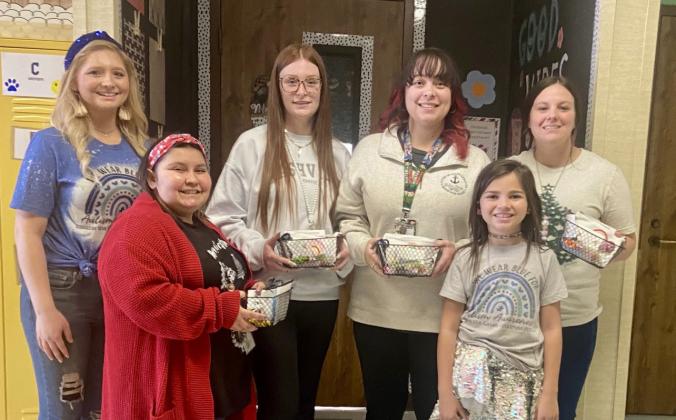 From left: Bailey Bradley, Childress Elementary School (CES) special education teachers and paraprofessional Cadeja Reyes, Ashley Crouch and Emily Nelson, Kenlynn Bradley, CES special education teacher Shayley Elliott.