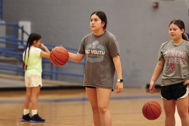 Through the Lens of Liz/Elizabeth Oronia Third-through eighth-grade students attend Lady Cat Basketball Camp, coached by Childress Independent School District (ISD) Head Girls’ Basketball Coach Shannon Fisher and Coach Misty Roark, Tuesday, May 30-Thursday, June 1 at Bobcat Den.