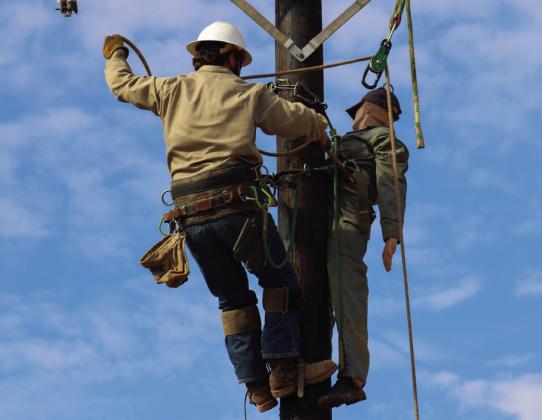 Pole Top Maintenance Jace Martin demonstrates a poletop rescue, an exercise which simulates a lineman having an electrical contact injury and becoming unconscious at the top of a pole.
