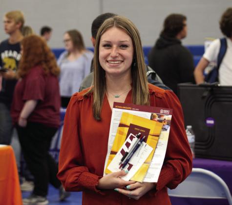 Childress High School senior Kady Belle McInturf attends the recent College Fair, hosted by Childress High School Thursday, Oct. 6. The Red River Sun/Elizabeth Tanner