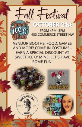 The Sweet Ice o’ Mine First Annual Fall Festival will be held from 4-8 p.m. Saturday, Oct. 21 at 403 Commerce St. NW. Graphic Courtesy of Sweet Ice o’ Mine