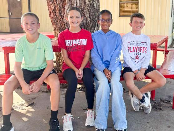 The Wellington Junior High School sixth-grade Firecrackers recently selected class officers, including Vice President Jake Anderson, left, Secretary Berkeley Ward, Treasurer Jaedah Casas and President Holden Wischkaemper.