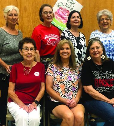 Retired educators of First Baptist Church gather following the back-to-school breakfast for the teachers and support staff of Wellington schools. Front, from left: Barbara Roberson, Dianna Bohannon, Margret Wood. Back, from left: Mitzie Killian, Reta Jenkins, Sharon Covey, Katherine Reeves. Not pictured: volunteers Rosa Carter and Wendy Langford.