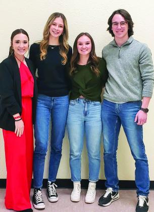 Childress Rotary Club recently welcomes Students of the Month and Childress High School seniors Tori Huddleston, left, Adah Henderson, Jena Preston and Darren Pratt. Photo Courtesy of Childress Rotary Club