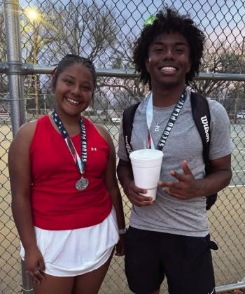 Jasmin Moreno, left, Travon Lewis, Second Place, Mixed Doubles