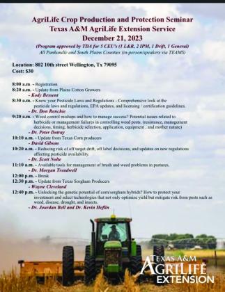 Collingsworth County Extension slates crop seminar