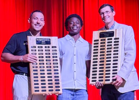 Wellington High School Junior Kamron Brooks earns the Boys’ Track Most Valuable Player Award, presented by Coach Jared Casas, and the Football Defensive Back Award, presented by Athletic Director Coach Greg Proffitt.