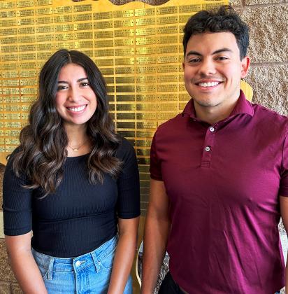 Elena Jurado, left, and Alex Sauceda were recently named the 2023 Texas Department of Transportation (TxDOT) Childress District Summer Employees of the Year. TxDOT Childress District/Ginger Wilson