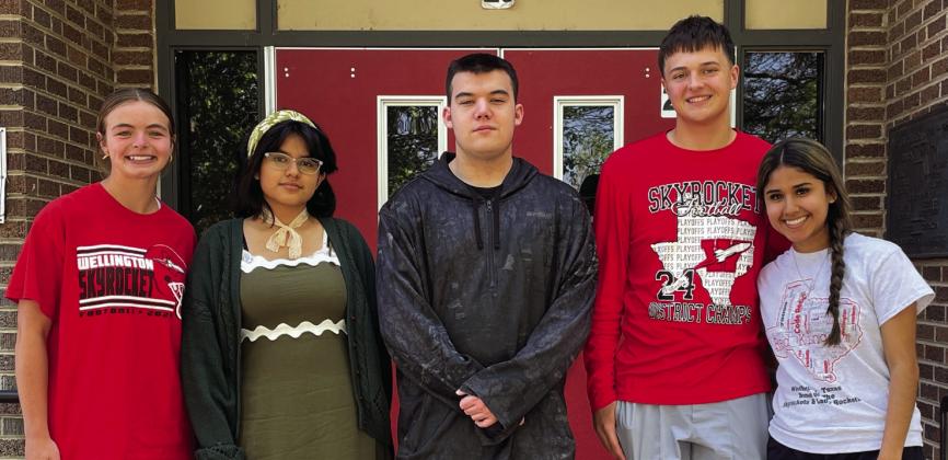 Wellington High School students prepare for the 2A Regional UIL Academic Meet Friday, April 25 in Canyon. From left: Addalyn English, Anali Cortez, Trinidad Cantu, Dixon Dugan, Lisette Vela. Not pictured: Jaci Porter. Wellington High School