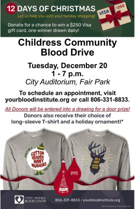 Childress Community Blood Drive thisTuesday Run/Walk