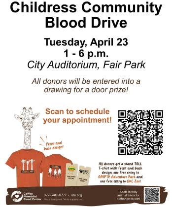 ‘Stand tall and donate’at Childress Community Blood Drive