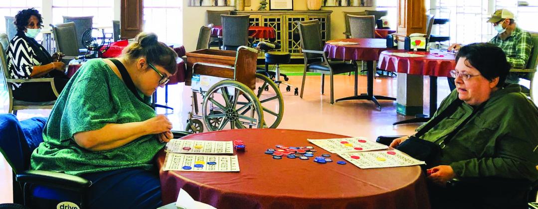Wellington Care Center Activity Director Dorothy Massey calls bingo for residents Thursday afternoon, Feb. 2. The Red River Sun/Bev Odom