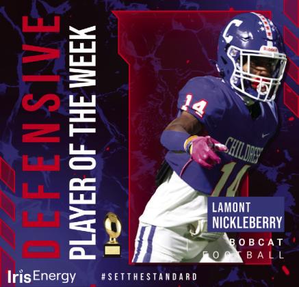 Bobcat senior Lamont Nickleberry is the Iris Energy Defensive Player of the Week. Nickleberry put up 78 receiving yards on eight catches on offense, as well as four assists and one tackle on defense.