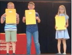 Carrie Skelton’s third graders accept A Honor Roll and Perfect Attendance awards as follows. From left: Jake Anderson, A Honor Roll, Perfect Attendance; Collier Cantu, A Honor Roll, American Citizenship; Calleigh Henard, A Honor Roll. Courtesy Photos