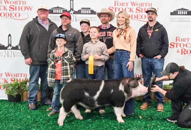 Memphis’ Ryder Wiles takes a fifth-place finish in his swine class at the Fort Worth Stock Show and Rodeo Friday, Jan. 16-Saturday, Feb. 7 at the Dickies Arena.