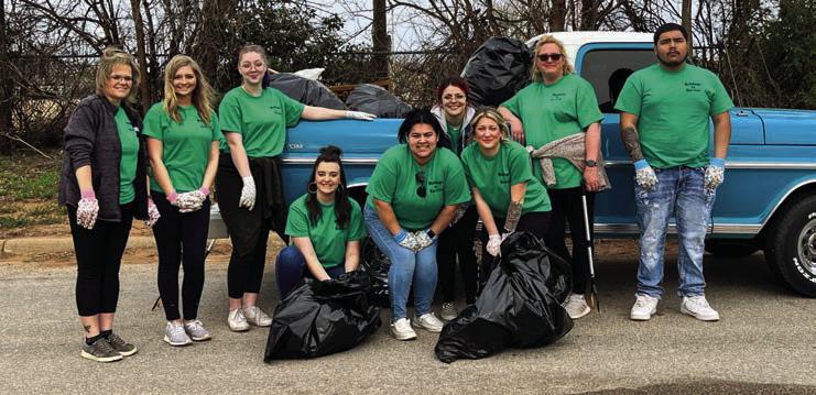 Clarendon College Childress Center students, faculty and staff participate in the second annual “Bulldogs in Service” day, cleaning up around the campus, as well as the downtown area. Photo Courtesy of Clarendon College