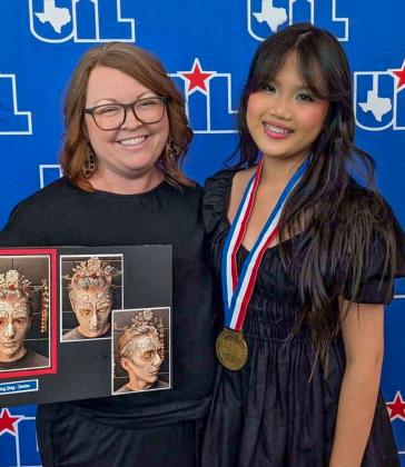 Childress High School’s Lyly Dinh places third in Theatrical Design – Hair and Makeup at the 2025-2026 State UIL Contest Friday, May 15-Saturday, May 16 at the Austin Independent School District (ISD) Performing Arts Center. For the challenge, designers were required to incorporate four wedding elements — something old, something new, something borrowed and something blue — into their “The King Stag” fantasy character challenge. CHILDRESS ISD