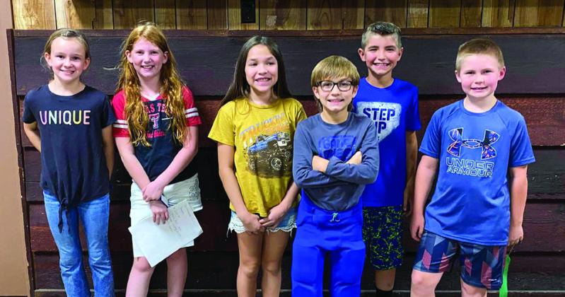 Newly elected elementary club officers include, from left, Parliamentarian Reagan Souder, Reporter Liesel Schaefer, President Addison Solis, Treasurer Slade Cooper Foster, Vice President Quay Bruce and Secretary Kolt Whitaker.