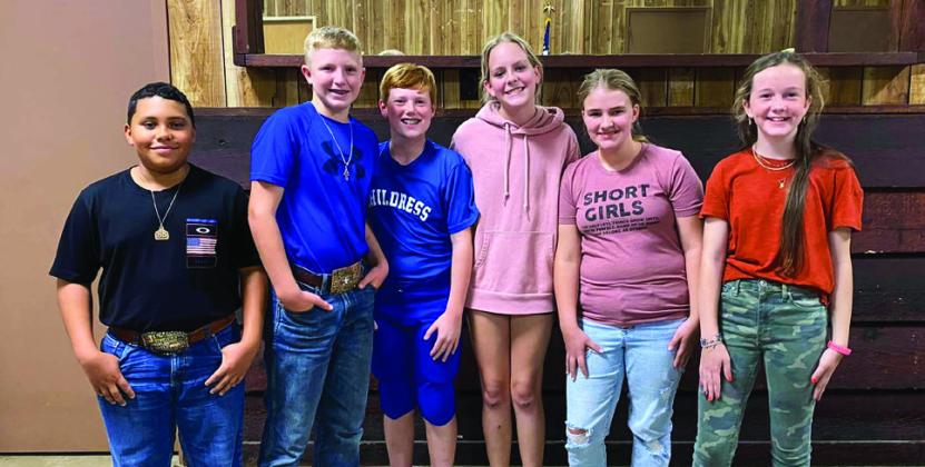 Newly elected junior high club officers include, from left, President Bryson Session, Vice President Sterling Bruce, Reporter Ryker Schaefer, Parliamentarian Carlee Martin, Treasurer Aubreielle Nelson and Secretary Jentry Souder.