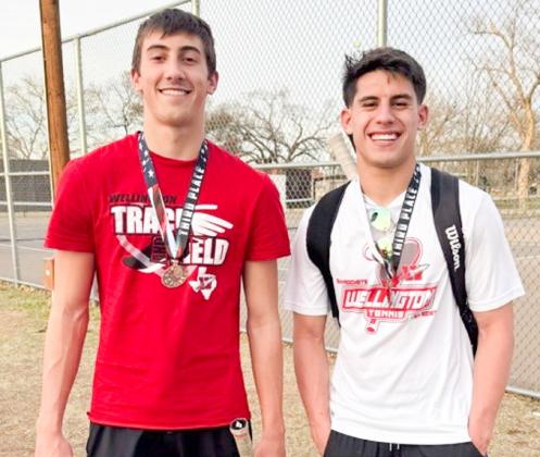 In boys’ doubles, Cal Kane, left, and Noah Cantu earn the third-place bronze medal on the home courts.