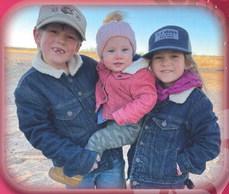 RA “Trey” Brown III, 7 1/2, Anna Jewel, 1, and Kaylee Elaine, almost 6, are the children of Kristen and RA Brown II, of Channing, grandchildren of Neal and Bev Odom, of Wellington, and Rob A. and Talley Brown, of Stinnett, and great-grandchildren of R.A. “Rob” and Peggy Brown, of Throckmorton, Tom and Andree’ Wilhelm, the late Delores Wilhelm and the late Pete and Joann Odom, all of Happy, and the late T.L. and Gloria Griffin, of Borden County.