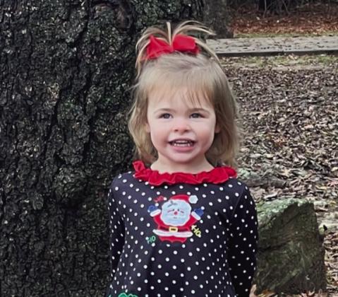 Parker Reagan, 2, is the daughter of Matt and Kyla Cummings, of Mansfield, granddaughter of Tim and Toni Cummings and Tim and Jamie Webb, all of Wellington, and great-granddaughter of Ernestene Cummings and Jackie Pratt, both of Wellington, Mike and Darlene McManigal, of Farwell, and Harvey Isaacs, of Russellville, Ark.