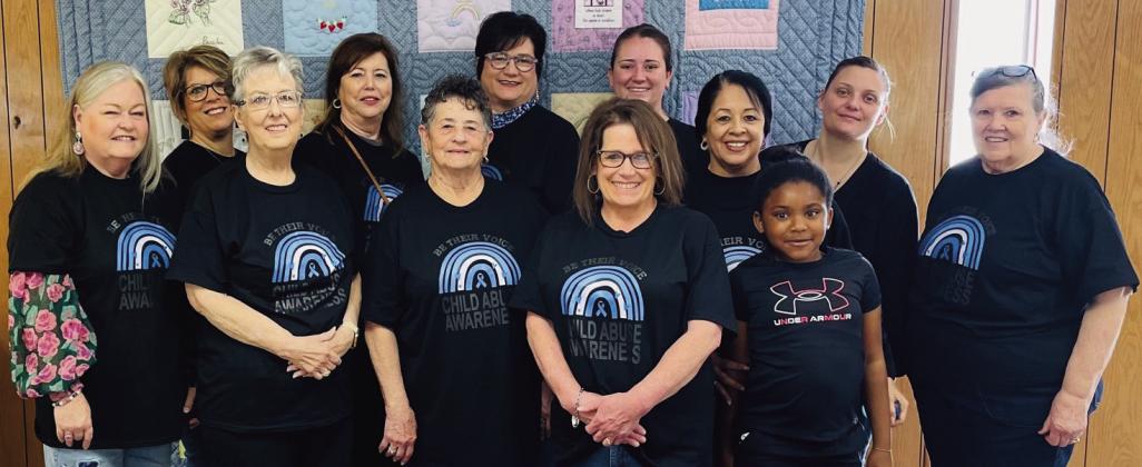 The Collingsworth County Child Protective Service Child Welfare Board gathers Saturday, March 29 to finalize plans for April’s Child Abuse Awareness activities. Front row, from left: Catrina Moody, Carol Bodine, Saunna Blacksher, Cristin Davis, guest Alivah McGrady. Back row, from left: Donnie Carter, Jackie Johnson, Hattie Sanderson, Samantha Bohannon, Maria Granados, guest Courtney Butler, Phyllis Floyd.