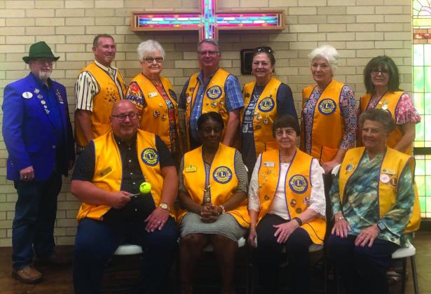 Lions District 2-T1 Governor Roger Estlack, of Clarendon, served as guest of honor, installing the 2023-2024 Wellington Lions Club officer team. Front row, from left: Boss Lion Brian Moore, Vice Boss Lion Vernita Randon, Lion Tamers Nita Day and Fraya Hammons. Back row, from left: Estlack, Membership Chairman Jeff Thomas, Secretary Nancy Harris, Treasurer Neal Odom, Director Margret Wood, Tail Twister Linda Powell, Director Bev Odom. Courtesy Photo