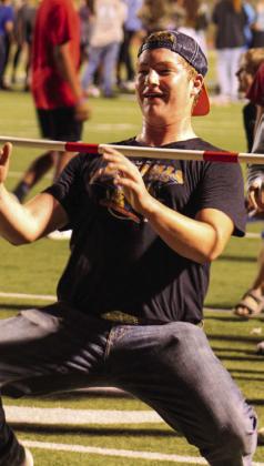 Over 100 junior high and high school area student-athletes gather at Fair Park Stadium Wednesday night, Oct. 25 for the Fellowship of Christian Athletes Fields of Faith, an annual student-led worship event. The Red River Sun/Elizabeth Tanner