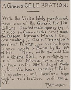 Washington’s birthday celebration article from The Old Flag.