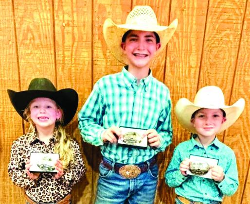 Childress County 4-H Horse Club members recently compete at Junior Rodeo Cowboys Association’s (JRCA) HF&amp;amp;C Shootout Weekend at the Mashburn Event Center in Childress, where Kaas Kinney received All-Around Girl, Age Division 4-5; Quay Bruce received All-Around Boy, Age Division 12-14; and Dawson Adcock received All-Around Boy, Age Division 6-8. Childress 4-H Horse Club