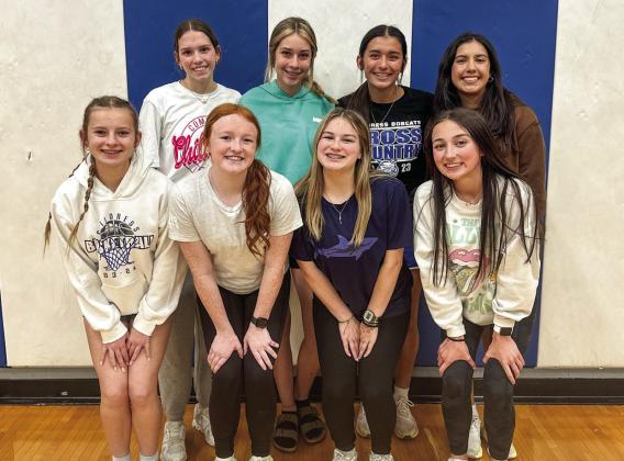 The 2024-2025 junior varsity Childress High School cheerleaders include, front row, from left, Lilly Roark, Jillian Pierce, Bella Moore, Laney Johnson. Back row, from left: Natalie Pierce, Harley Carrasco, Kenzie Rodriguez, Olivia Jurado.