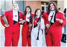 Cortlyn McKinley, left, Arianna Pena, Angela Molina and Rileigh Henard perform with the All-Region band on Saturday, Jan. 14 in Amarillo. Members of the Rocket Regiment, McKinley is a junior, while Pena, Molina and Henard are all seniors. Rocket Regiment Director Justin Mixon accompanied the musicians to the event. Courtesy Photo